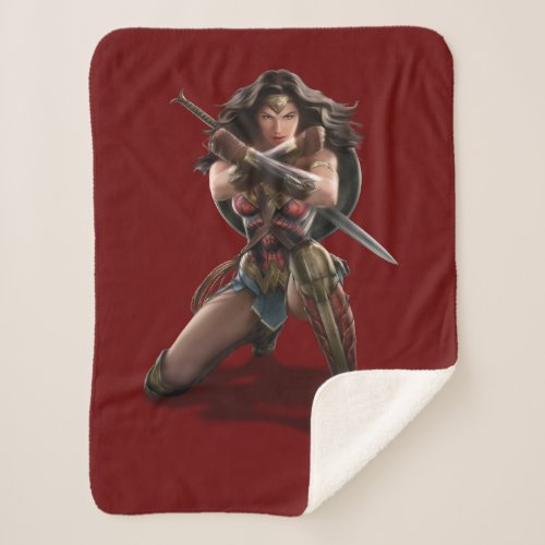 Wonder Woman Blocking With Bracelets Sherpa Blanket