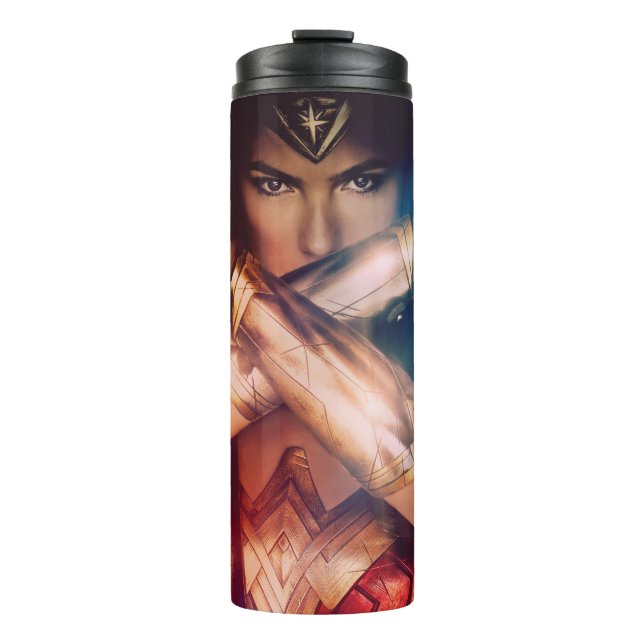 Wonder Woman Blocking With Bracelets Thermal Tumbler (Front)
