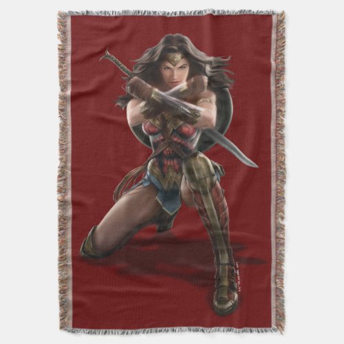 Wonder Woman Blocking With Bracelets Throw Blanket