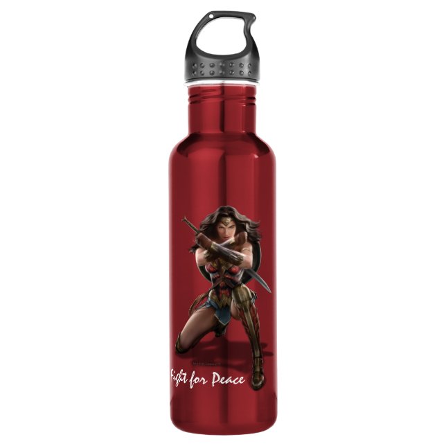Wonder Woman Blocking With Bracelets Water Bottle (Front)