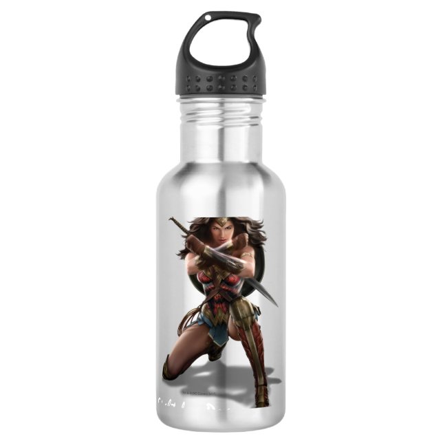 Wonder Woman Blocking With Bracelets Water Bottle (Front)