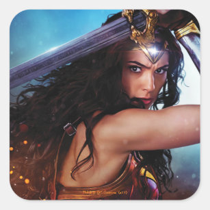 Wonder Woman Blocking With Sword Square Sticker