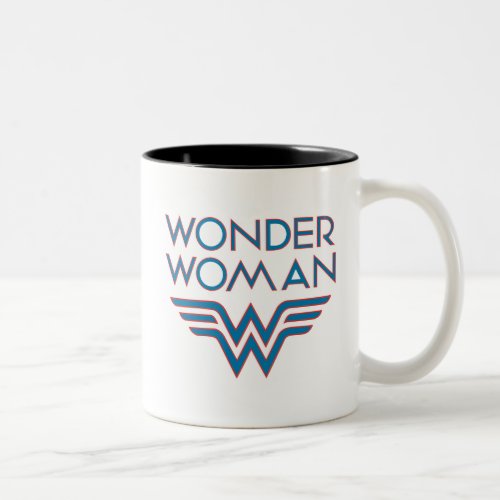 Wonder Woman Blue and Red Retro Logo Two_Tone Coffee Mug