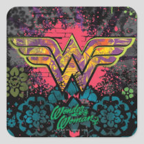Wonder Woman Brick Wall Collage Square Sticker