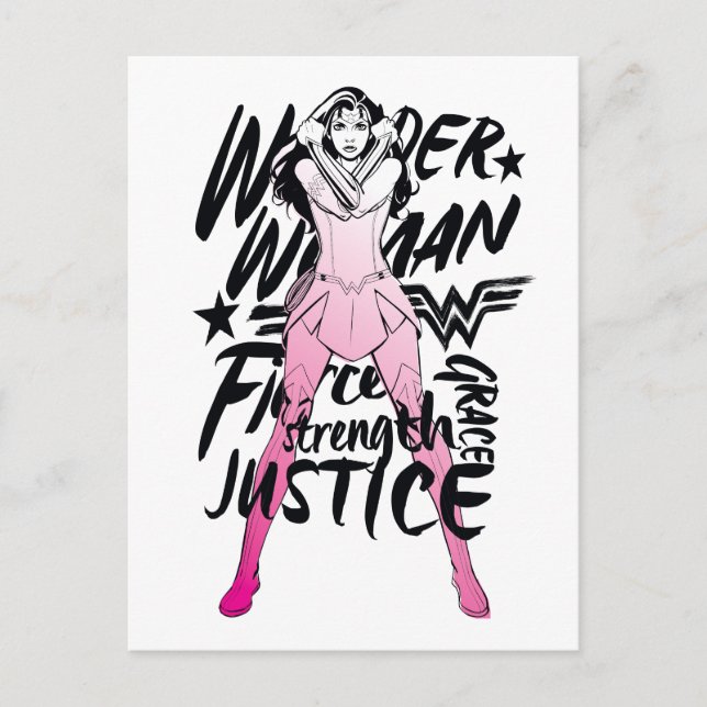 Wonder Woman Brush Typography Art Postcard (Front)