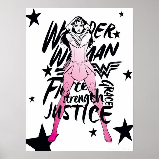Wonder Woman Brush Typography Art Poster (Front)