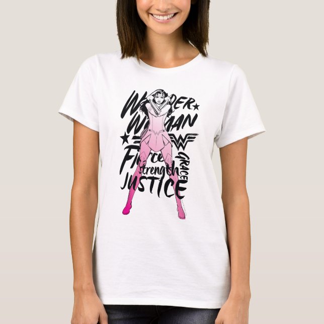 Wonder Woman Brush Typography Art T-Shirt (Front)