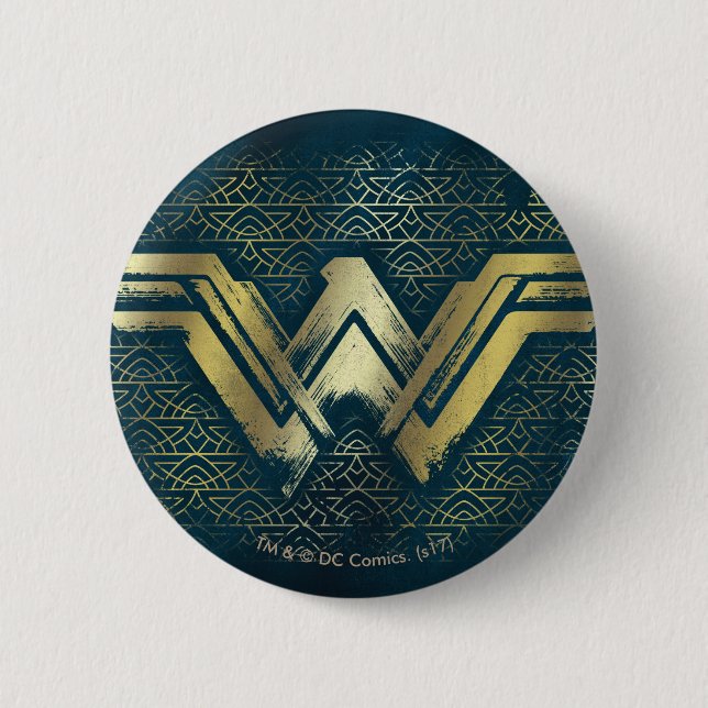 Wonder Woman Brushed Gold Symbol Button (Front)