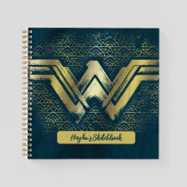 Wonder Woman Brushed Gold Symbol Drawing Notebook