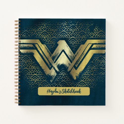 Wonder Woman Brushed Gold Symbol Drawing Notebook