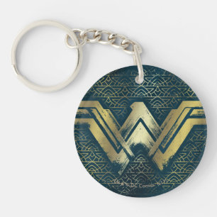Wonder Woman Brushed Gold Symbol Keychain