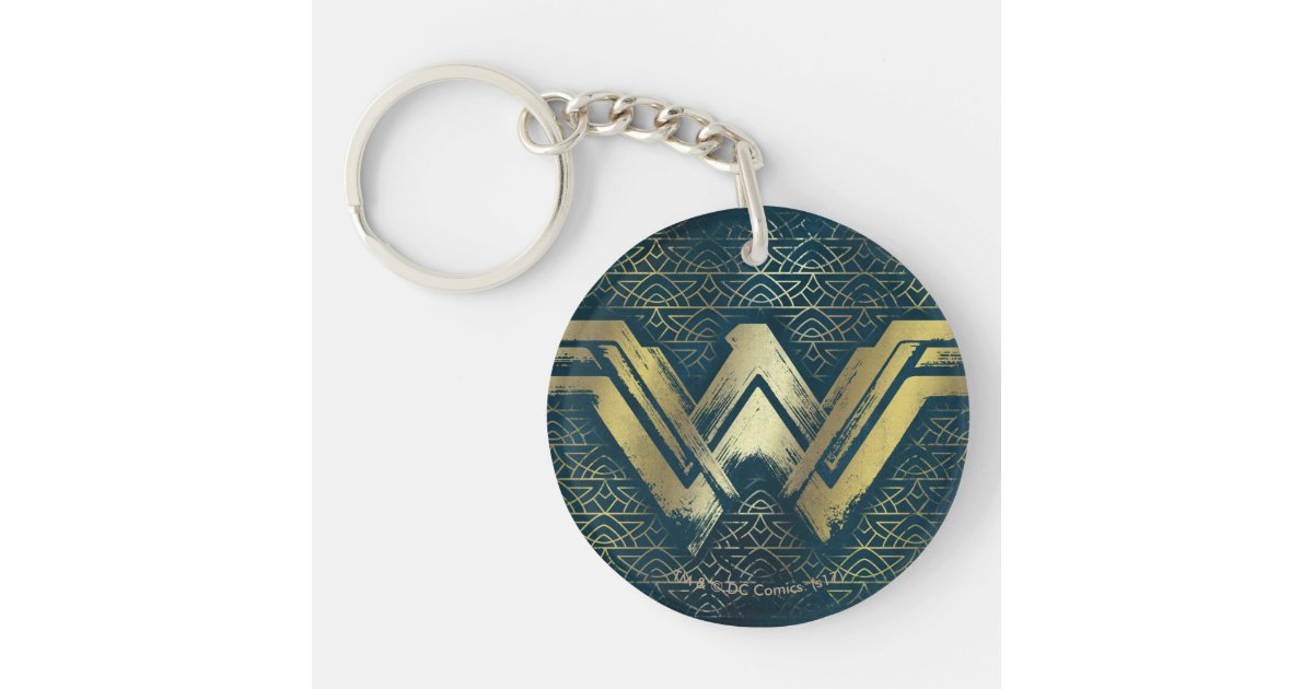 Wonder Woman Brushed Gold Symbol Keychain