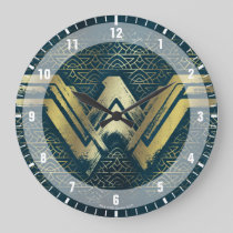 Wonder Woman Brushed Gold Symbol Large Clock