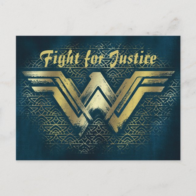 Wonder Woman Brushed Gold Symbol Postcard (Front)
