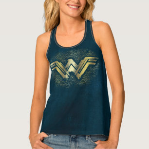 Wonder Woman Brushed Gold Symbol Tank Top