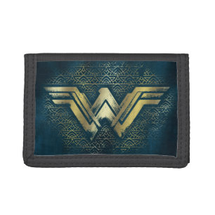 Wonder Woman Brushed Gold Symbol Tri-fold Wallet