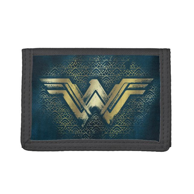 Wonder Woman Brushed Gold Symbol Tri-fold Wallet (Front)