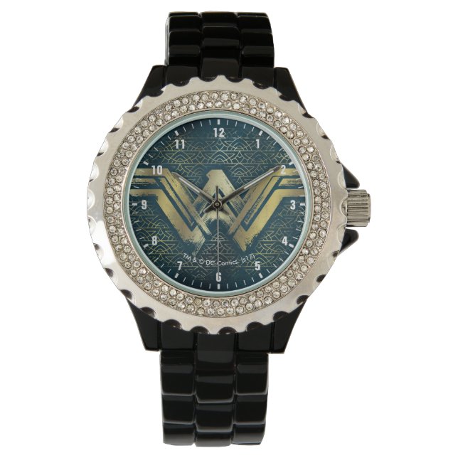 Wonder Woman Brushed Gold Symbol Watch (Front)