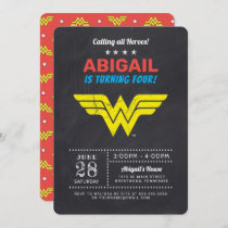 Wonder Woman Chalkboard Girls Birthday Invitation