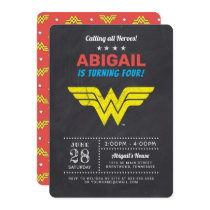 Wonder Woman Chalkboard Girls Birthday Invitation