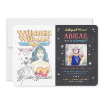 Wonder Woman Chalkboard Photo Birthday Invitation