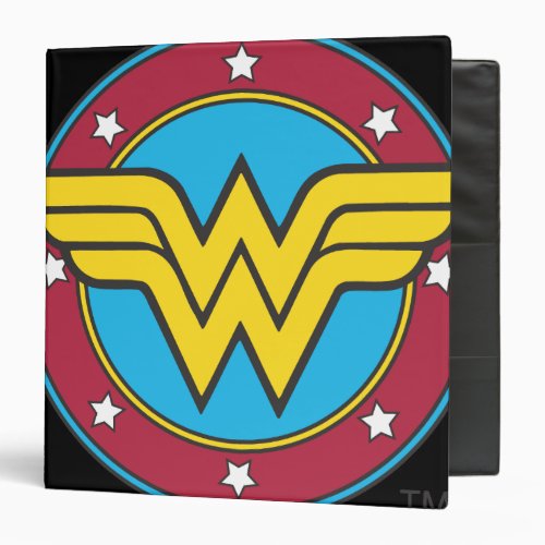 Wonder Woman  Circle  Stars Logo 3 Ring Binder