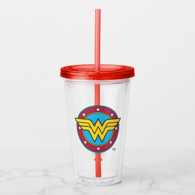 Wonder Woman | Circle & Stars Logo Acrylic Tumbler (Front)