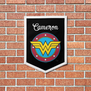 Wonder Woman   Circle & Stars Logo   Add Your Name Pennant