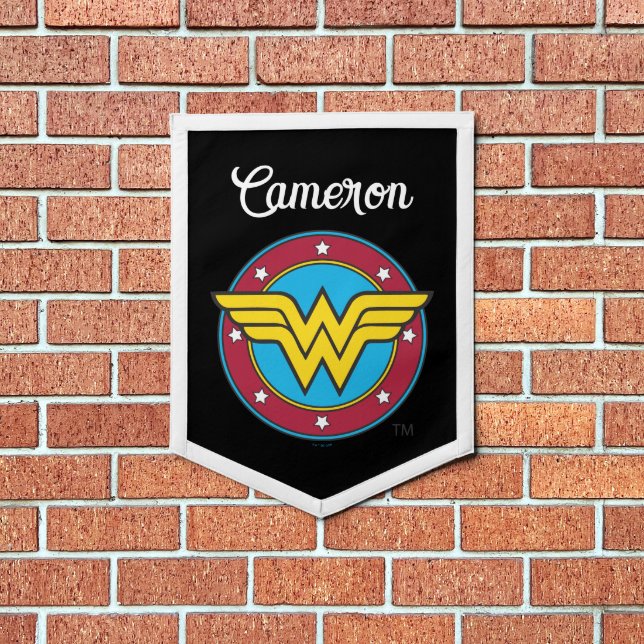 Wonder Woman | Circle & Stars Logo | Add Your Name Pennant (Insitu 1)