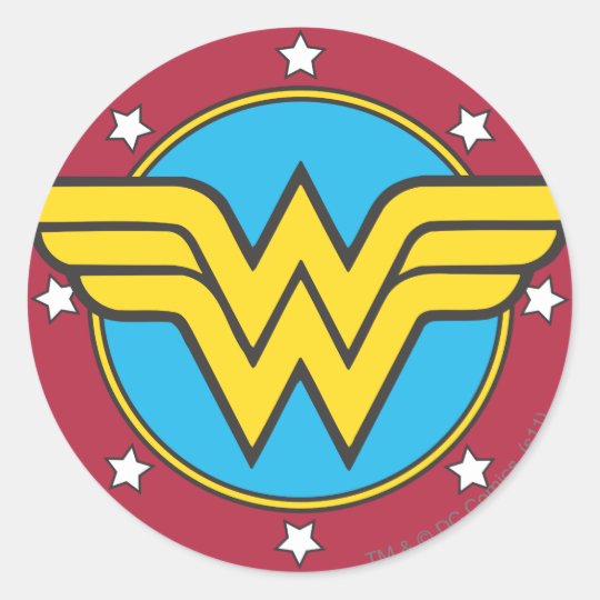 Wonder Woman Circle Amp Stars Logo Classic Round Sticker