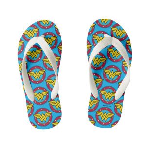 Wonder Woman Circle & Stars Logo Kid's Flip Flops