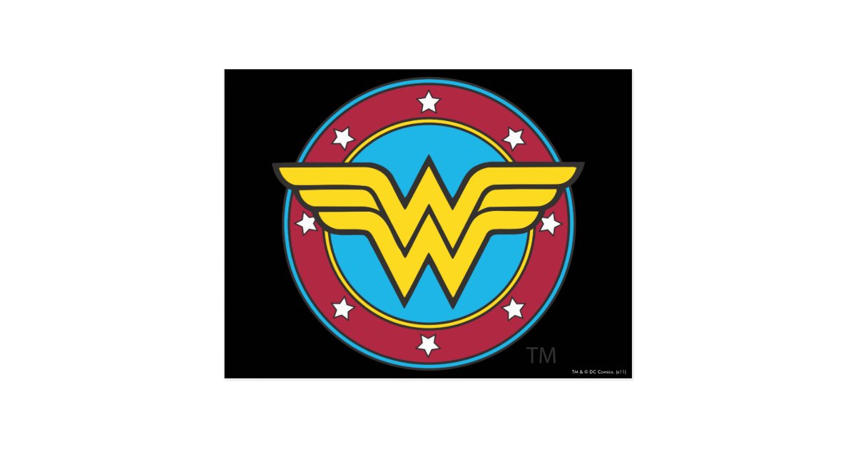 Wonder Woman Circle Amp Stars Logo Postcard Zazzle Com