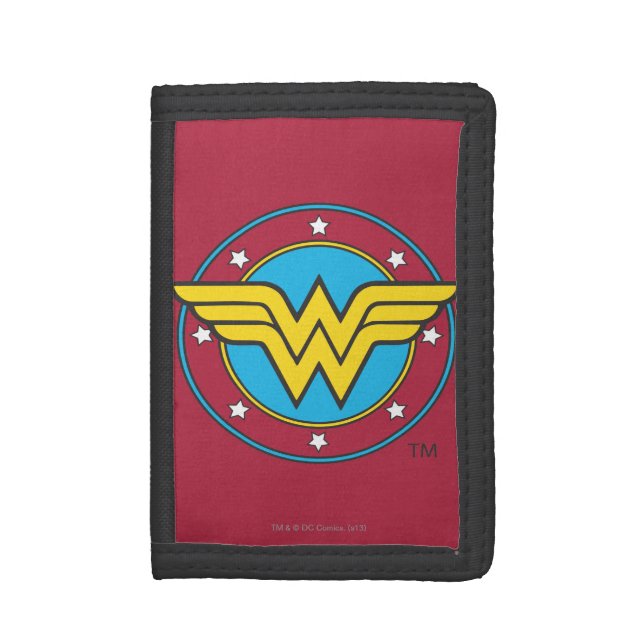 Wonder Woman | Circle & Stars Logo Tri-fold Wallet (Front Vertical)