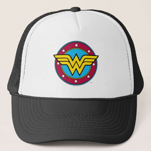 Wonder Woman | Circle & Stars Logo Trucker Hat (Front)