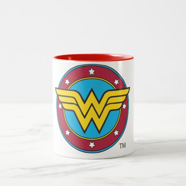 Wonder Woman | Circle & Stars Logo Two-Tone Coffee Mug (Center)