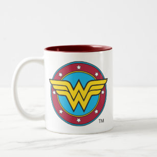 Wonder Woman Coffee Travel Mugs Zazzle Wonder Woman Circle Stars Logo Two Tone Coffee Mug
