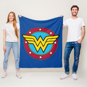 Wonder Woman Circle & Stars Vintage Logo Fleece Blanket
