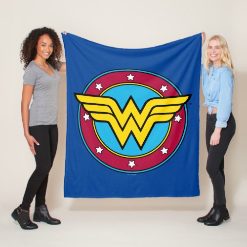 Wonder Woman  Circle  Stars Vintage Logo Fleece Blanket