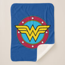 Wonder Woman | Circle & Stars Vintage Logo Sherpa Blanket