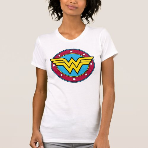 Wonder Woman  Circle  Stars Vintage Logo T_Shirt
