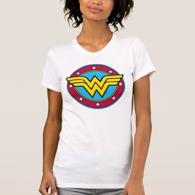 Wonder Woman | Circle & Stars Vintage Logo T-Shirt (Front)