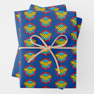 Wonder Woman   Circle & Stars Vintage Logo Wrapping Paper Sheets