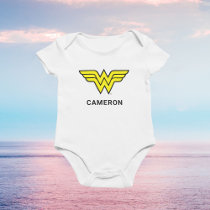 Wonder Woman | Classic Logo | Add Your Name Baby Bodysuit
