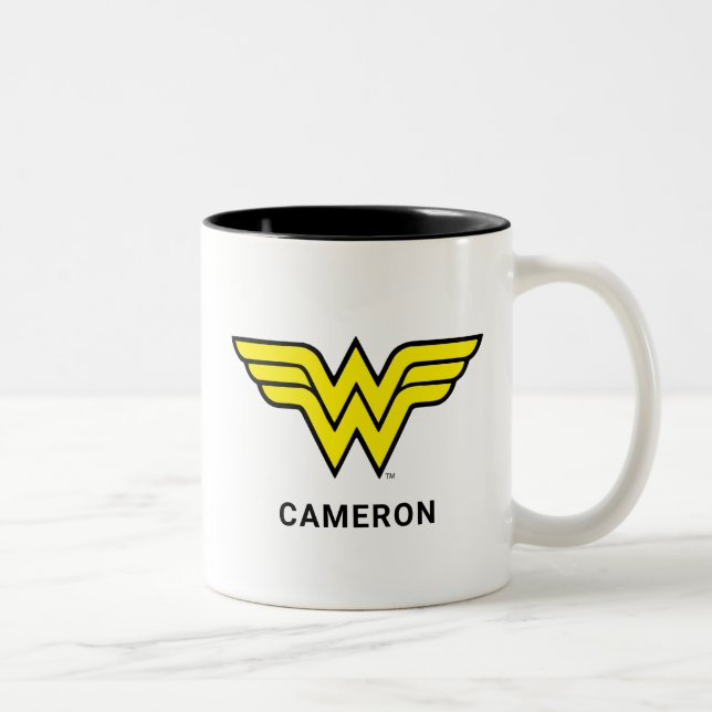 Wonder Woman | Classic Logo | Add Your Name Two-Tone Coffee Mug (Right)