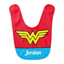 Wonder Woman | Classic Logo & Name Baby Bib
