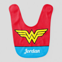 Wonder Woman | Classic Logo & Name Baby Bib