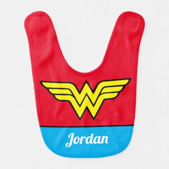 Wonder Woman | Classic Logo & Name Baby Bib by wonderwoman at Zazzle