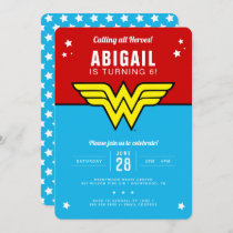 Wonder Woman - Classic Logo Stars Birthday Invitation