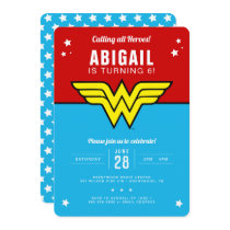 Wonder Woman - Classic Logo Stars Birthday Invitation