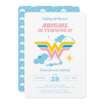 Wonder Woman Clouds Logo Birthday Invitation